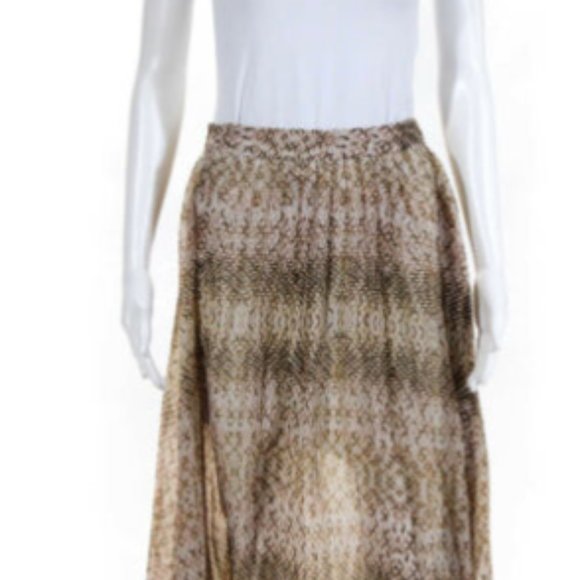 Womens Python Print Ruffle Skirt Beige Brown